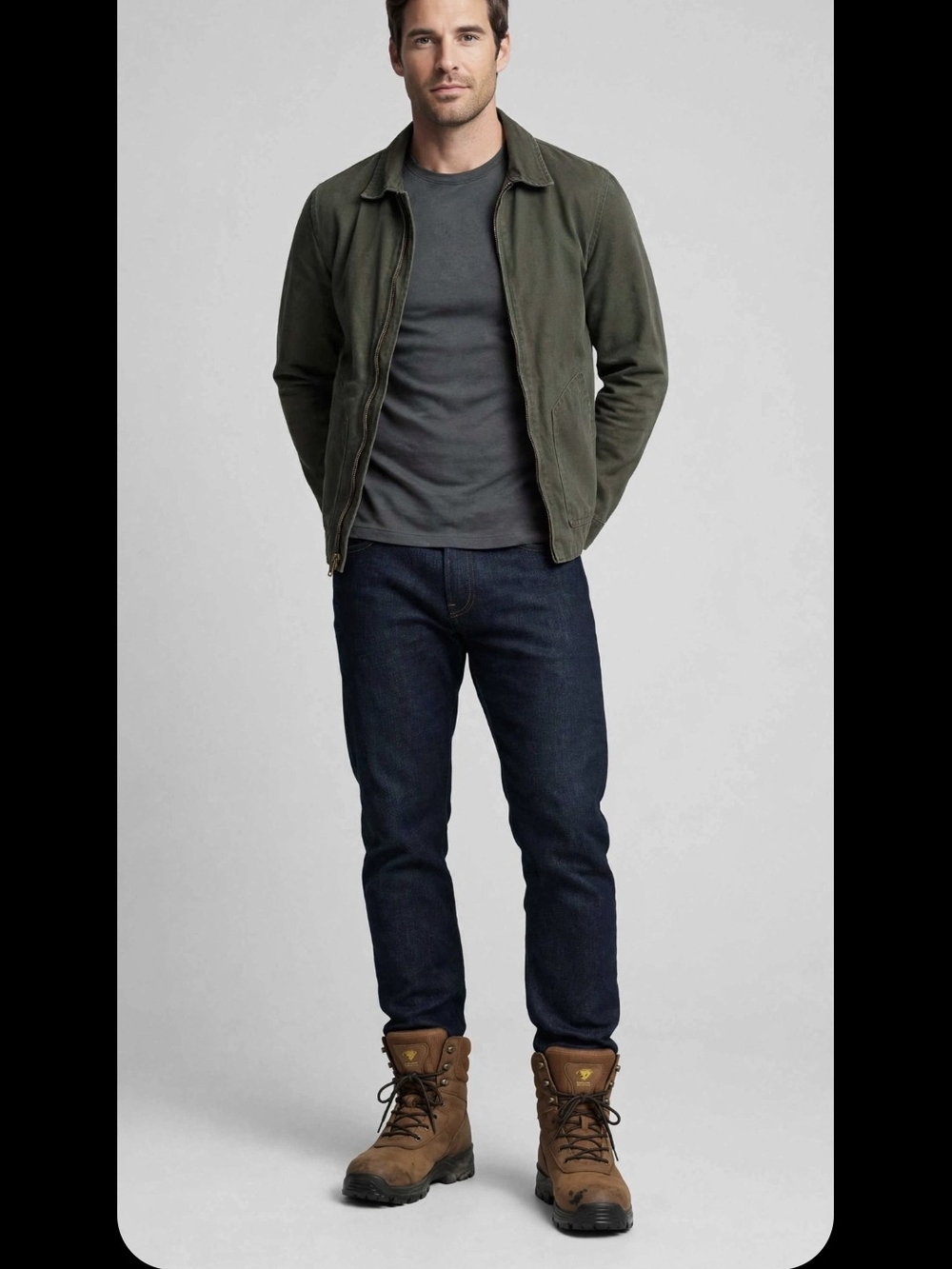 Men's Brown Lace-Up Work Boots - Rugged Outdoor Style